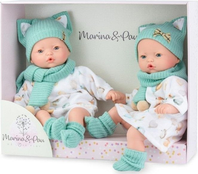 Set lodrash Dolls Marina & Pau Pitus, kukull 40cm, karrocë mbajtëse, shumëngjyrëshe