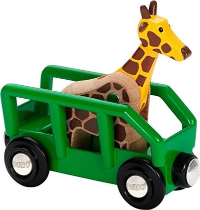 Set lodër treni BRIO World 33724 Giraffe and Wagon, dru FSC, për kalamaj 3+, jeshile