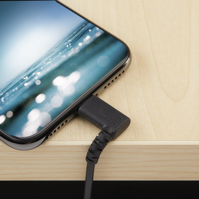 Kabllo StarTech USB A në Lightning, 2m, me kokë 90°, e zezë