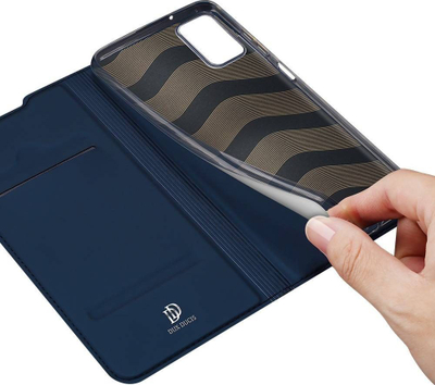 Kutia mbrojtëse Dux Ducis për Samsung Galaxy A03s, lëkurë ekologjike, me kapak, blu navy