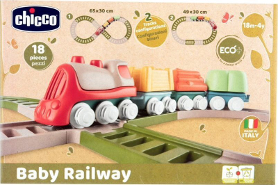 Lodër tren Chicco Trenino Eco+, nga plastikë e ricikluar, me ngjyra të ndryshme