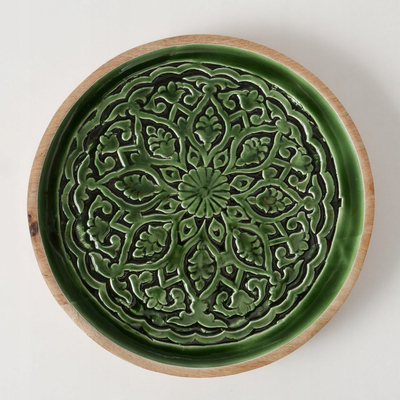 Декоративна чинија Boltze Home Grelo, 30cm, манго дрво, зелена