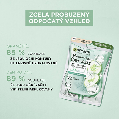 Maskë tekstile për fytyrën Garnier Hyaluronic Cryo Jelly, 27 g