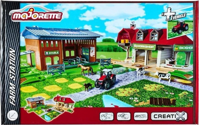 Set lodër fermë Majorette Creatix Farm Station, me traktor, shumëpjesësh, shumëngjyrësh