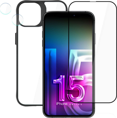 Set mbrojtës 3in1 3mk Comfort për iPhone 15 Plus, husë, xham ekrani, mbrojtës lente, transparent