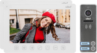 Set videointerfon Orno NOVEO MULTI2, për 2 familje, ekran 7" LCD, i bardhë