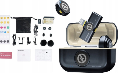 Mikrofon wireless Hollyland LARK M2 Duo Lightning, set me 2 transmiterë, për iPhone, Shine Charcoal