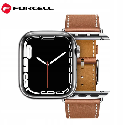 Rrip ore Forcell F-DESIGN FA20, për Apple Watch 42 44 45 49 mm, lëkurë ekologjike, kafe