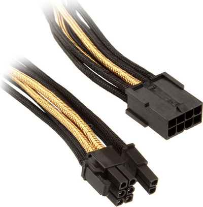 Adapter energjie SilverStone SST-PP07-PCIBG, PCIe 8-pin në 8-pin, 0.25m, i zi me të artë