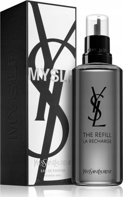 Parfum Yves Saint Laurent MYSLF Eau de Parfum për burra, i rimbushëm, i zi