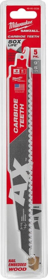 Set tehe sharre reciproke Milwaukee The AX, karbid, 9", 5 copë