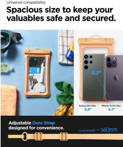 Kuti kundra ujit universale Spigen Aqua Shield A610, deri 8.2", me rrip, ngjyrë kajsi