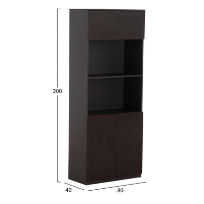 Raft librash zyre HM2089, 80x40x200 cm, melaminë, gri wenge