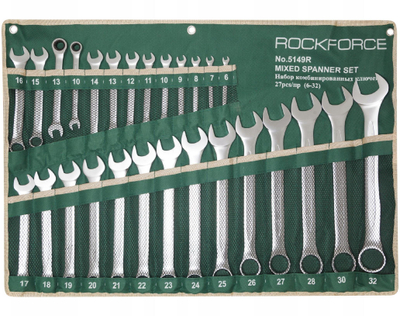 Set çelësash të kombinuar Rockforce 5149R, 27 copë, 6-32mm, jeshil