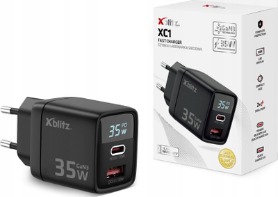 Karikues Xblitz XC1 GaN3, 35W, USB-C edhe USB-A, me ekran LED