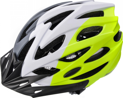 Helmet për biçikletë MTB, i rregullueshëm, i ajrosur, gri bardh me të verdh neon