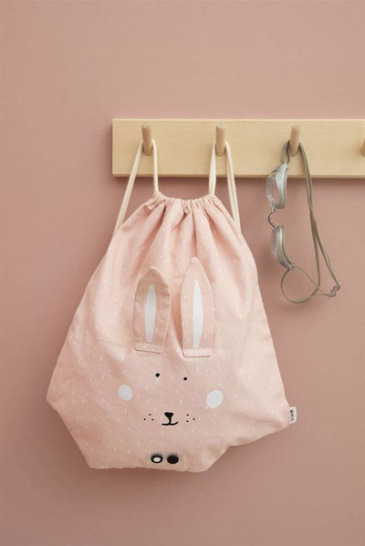 Спортска торба Trixie Gym Bag Mrs. Rabbit, со врвка, за деца, розова