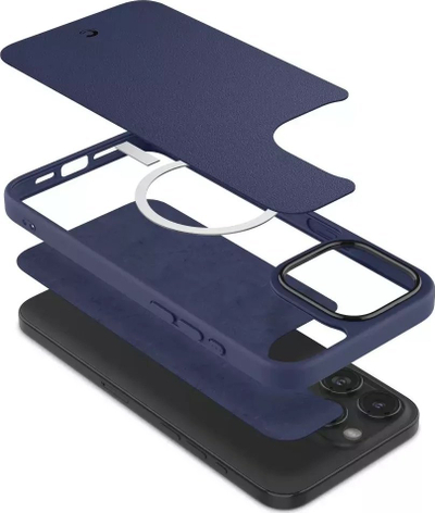 Mbulesë telefoni Spigen Cyrill Kajuk Mag MagSafe, për iPhone 15 Pro Max, lëkurë PU, blu navy