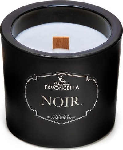 Сојна свеќа Pavoncella Noir Black, 170 g, дрвен фитил