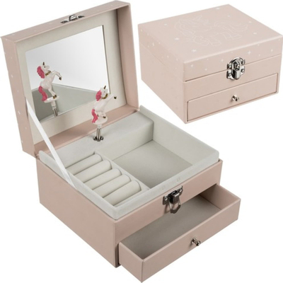 Kuti bizhuterish Unicorn 22903, me muzikë, me sirtar, rozë pastel