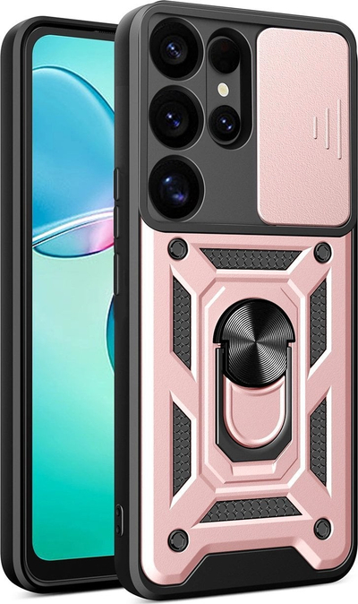 Futrollë telefoni Camshield Armor për Samsung Galaxy S25 Ultra, me unazë metalike, rozë