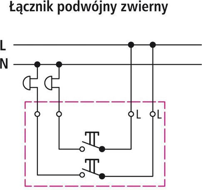 Ndërprerës i dyfishtë Ospel Sonata, 10AX, IP20 (ŁP-17R / m / 38), i argjendtë