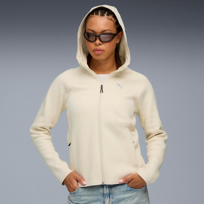 Bluzë me kapuç Puma EVOSTRIPE Full Zip, sport, e bezhë