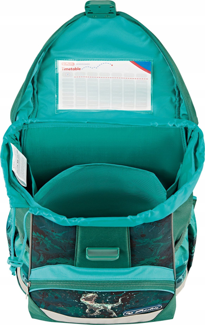 Set çantë shkolle Herlitz UltraLight Plus Green Rex, për djem, poliester, jeshile turkeze