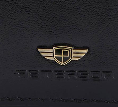 Portofol çunash Peterson, vertikal, lëkurë natyrale, RFID, i zi