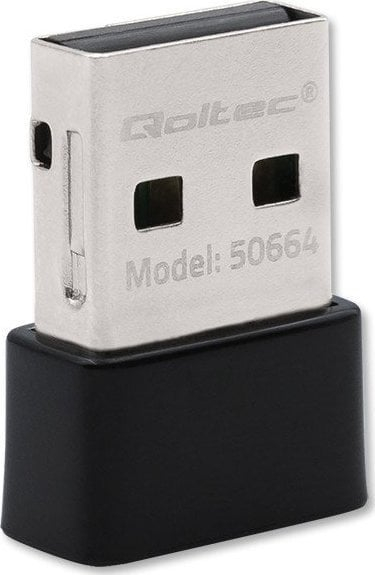 Kartë rrjeti Wi‑Fi Qoltec mini USB AC, 650Mbps, e zezë
