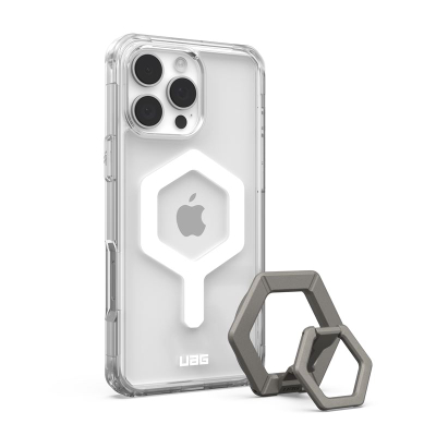 Set aksesorë UAG Plyo MagSafe me ring stand për iPhone 16 Pro Max, Ice White Titanium