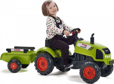 Traktor lodër me pedale Falk Claas Arion me rimorkio, për kalamaj 2–5 vjeç, jeshil