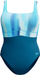 Kostum banje Speedo Shaping Printed Contour Eclipse, njëpjesësh, dark teal me jeshile