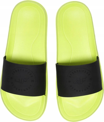 Sandale pishine për kalamaj 4F Beach SS23M079, slip on, taban sintetik, jeshile me të zezë