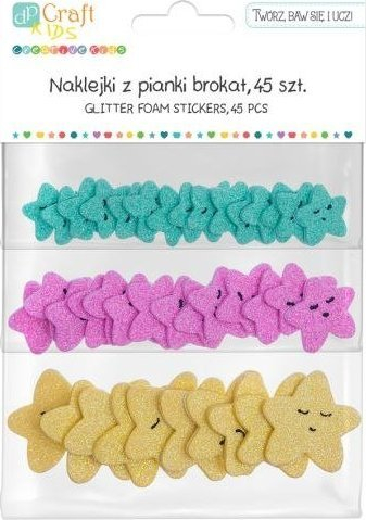 Stickers shkumë Glitter Foam, yje, 45 copë, shumëngjyrëshe