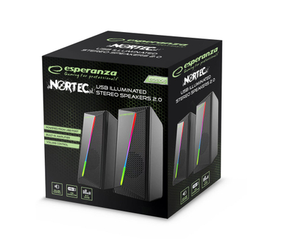 Altoparlantë kompjuteri Esperanza Nortec EGS106, 2.0, RGB LED, të zinj