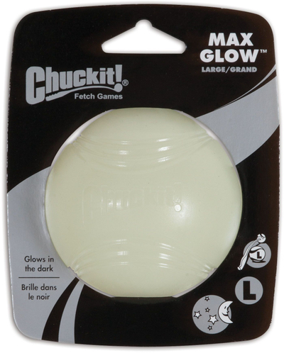 Top lodër për qen Chuckit Max Glow Ball Large, që ndriçon në errësirë, për qen të mëdhenj, jeshile