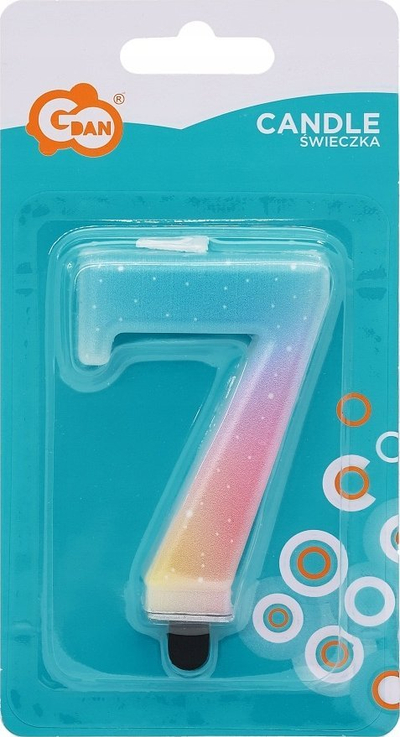 Qiri ditlindje Godan numri 7 pastel ombre, 8 cm, shumëngjyrësh