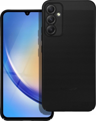 Mbrojtëse telefoni Breezy për Samsung Galaxy A34 5G, plastike, me vrima ajrimi, e zezë