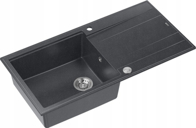 Lavabo kuzhine Deante GraniteQ EVAN 111, granit, me tharëse, black diamond me elemente çeliku