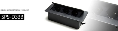 Prizë tavoline e integruar Spacetronik SPS D33B, 3x230V AC, kabllo 1.5 m, e zezë