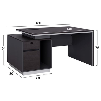 Tavolinë zyre Hm2087L, me kabinet të majtë, 160x80x76 cm, ngjyrë wenge