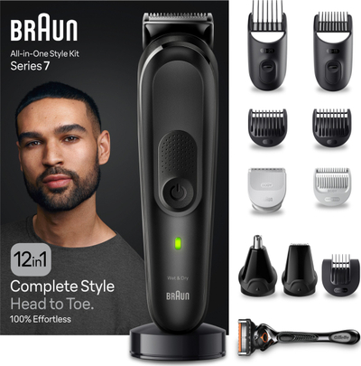 Trimmer multifunksional Braun MGK 7460, 12‑në‑1, Wet &amp; Dry, i zi