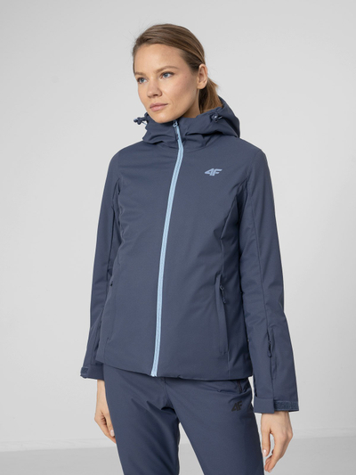 Jelek skish për goca 4F H4Z22 KUDN001, i papërshkueshëm nga uji, me kapuç, blu navy