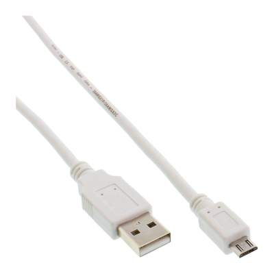 Kabllo USB InLine 31718W, USB A në micro USB B, 1.8 m, e bardhë