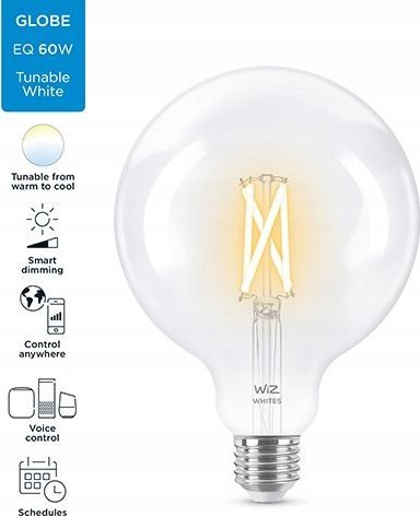 Llambë smart WiZ Tunable White G125, E27, 100W ekuivalente, WiFi, e bardhë e rregullueshme