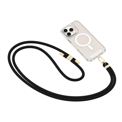 Rrip telefoni Tech-Protect C7S Rope, crossbody, i zi me të artë