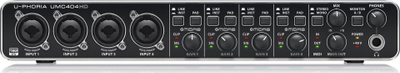 Interfejs audio USB Behringer U-PHORIA UMC404HD, 4 hyrje 4 dalje, 24 bit 192 kHz, i zi