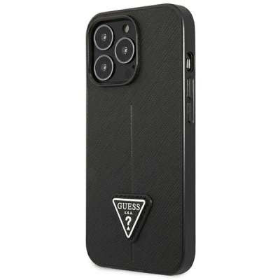 Mbulesë telefoni Guess Saffiano Triangle Logo, iPhone 14 Pro Max 6.7", hardcase, e zezë