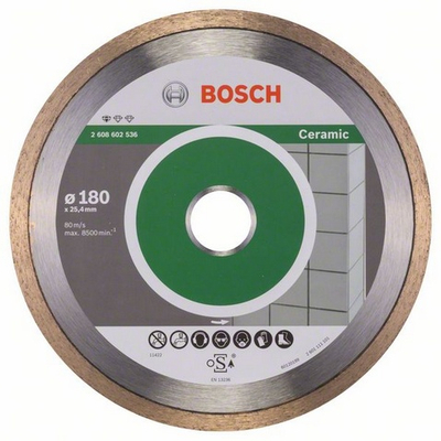 Disk prerës diamant për qeramikë Bosch Professional Ceramic, 180mm, vrimë qendrore 25.4mm, argjend